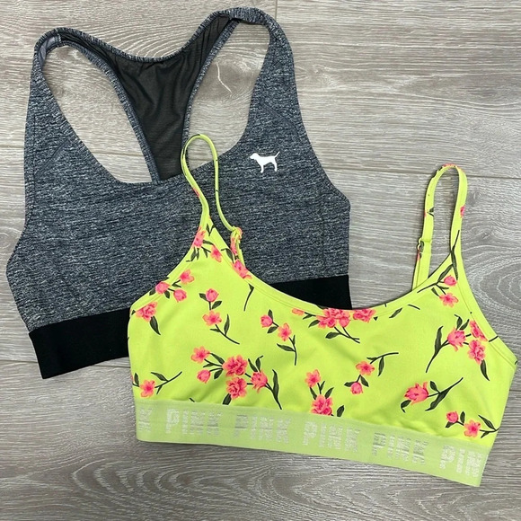 Victoria’s Secret PINK Sport Bundle of 2 Sport Bras Ultimate Lined & Unlined M - Picture 1 of 16